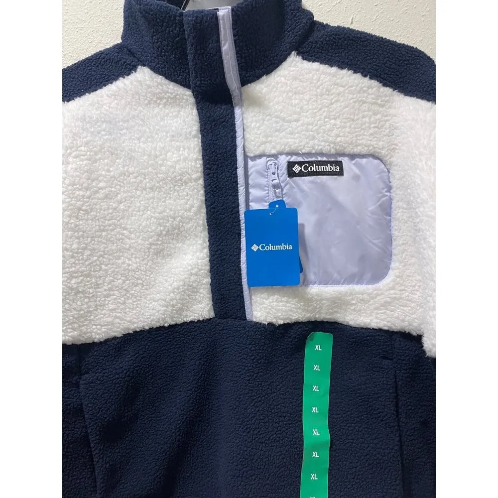 Columbia NWT Women's Long Sleeve Cropped Fleece Pullover, XL, Navy/White - Picture 6 of 16